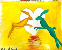 March Hare Colorful Irish Contemporary Abstract Painting cubist work of a hare