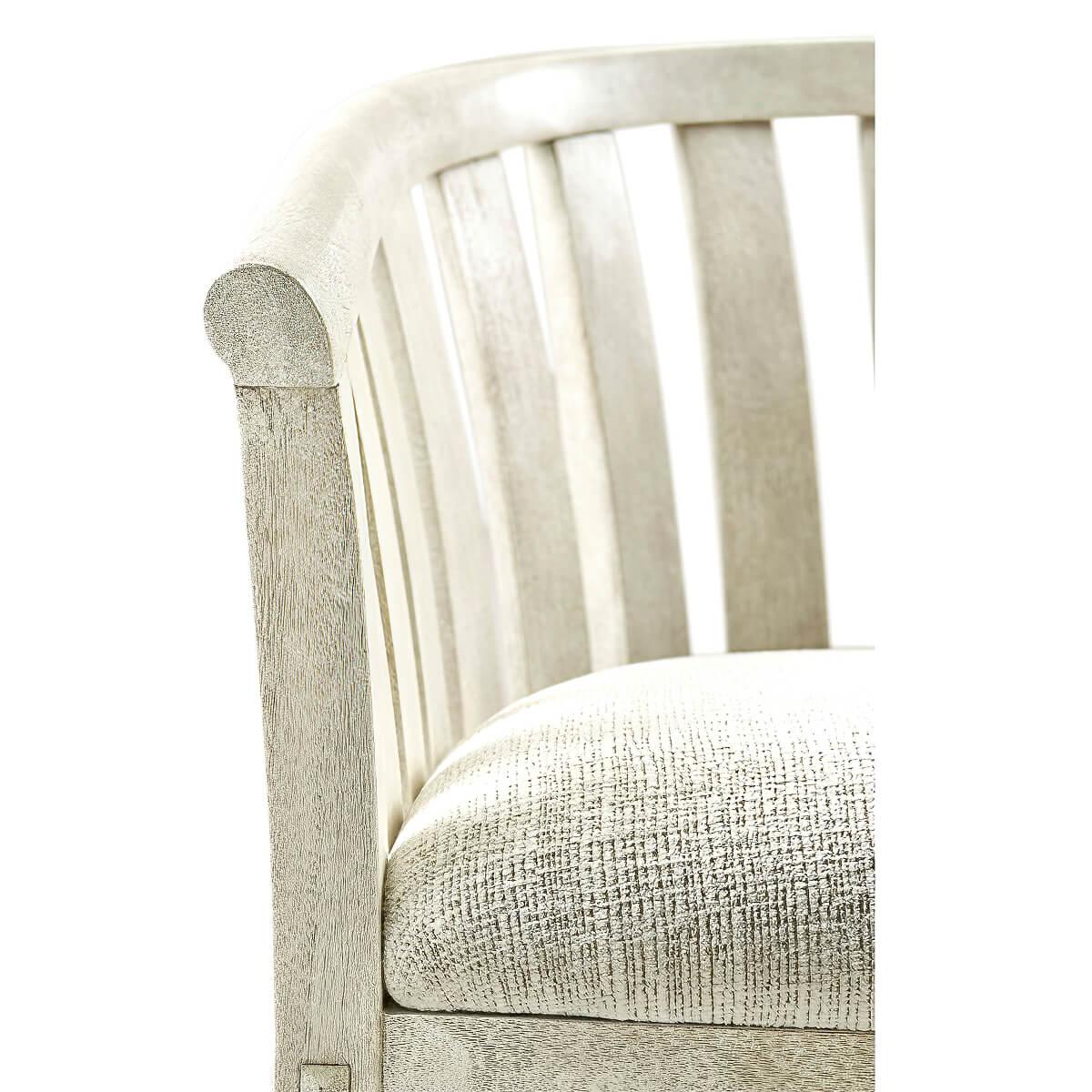 Wood Irish Country Barrel Back Chair, Whitewash For Sale