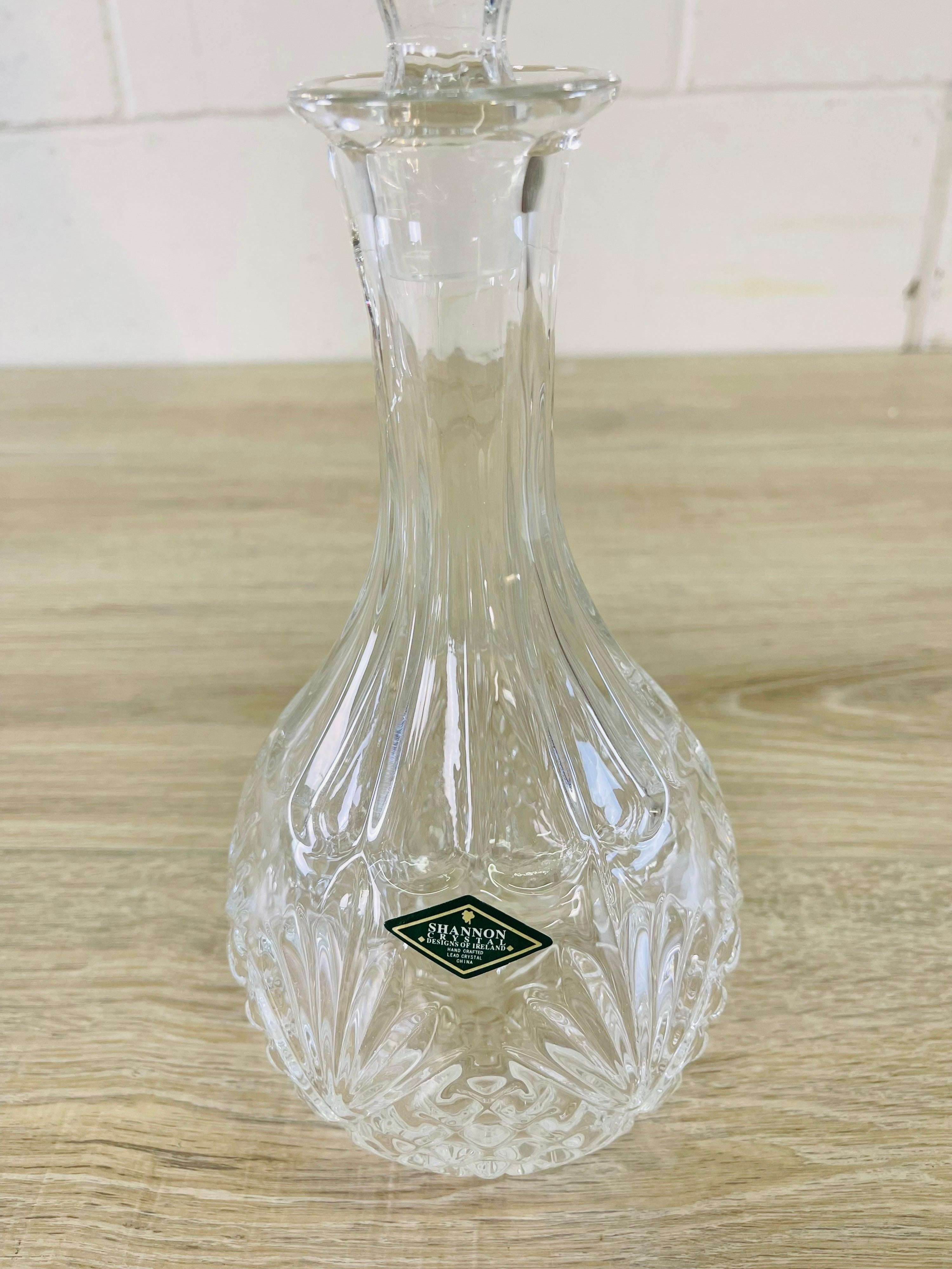 Mid-Century Modern Irish Crystal Glass Decanter with Stopper For Sale