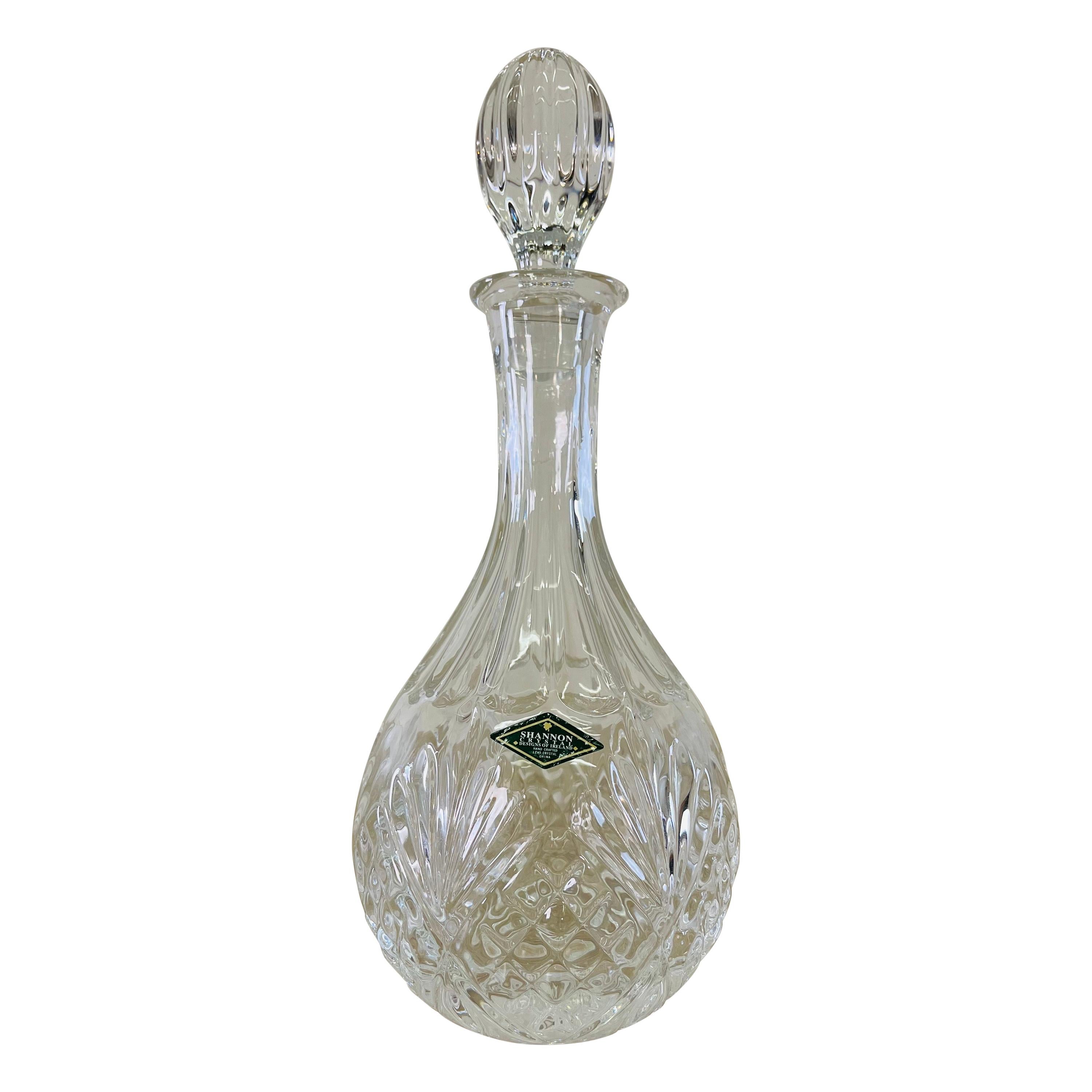 Irish Crystal Glass Decanter with Stopper For Sale