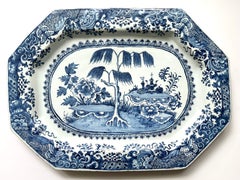 Irish Delft Blue and White Chinoiserie Platter of Massive Scale, circa 1760