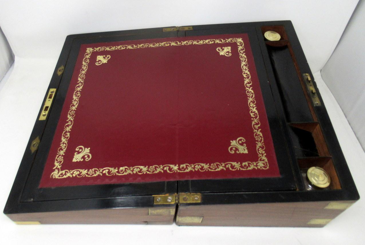 Irish Dublin Georgian Burl Walnut Brass Bound Traveling Writing Slope Box 6