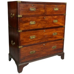 Irish Early Victorian Mahogany Campaign Chest by Ross and Company, Dublin