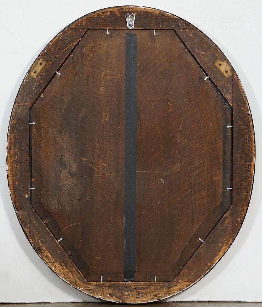 Irish Ebony and Gilt Oval Mirror with Faceted Glass Studs (H 24 3/8 x W 20 1/2)  For Sale 10