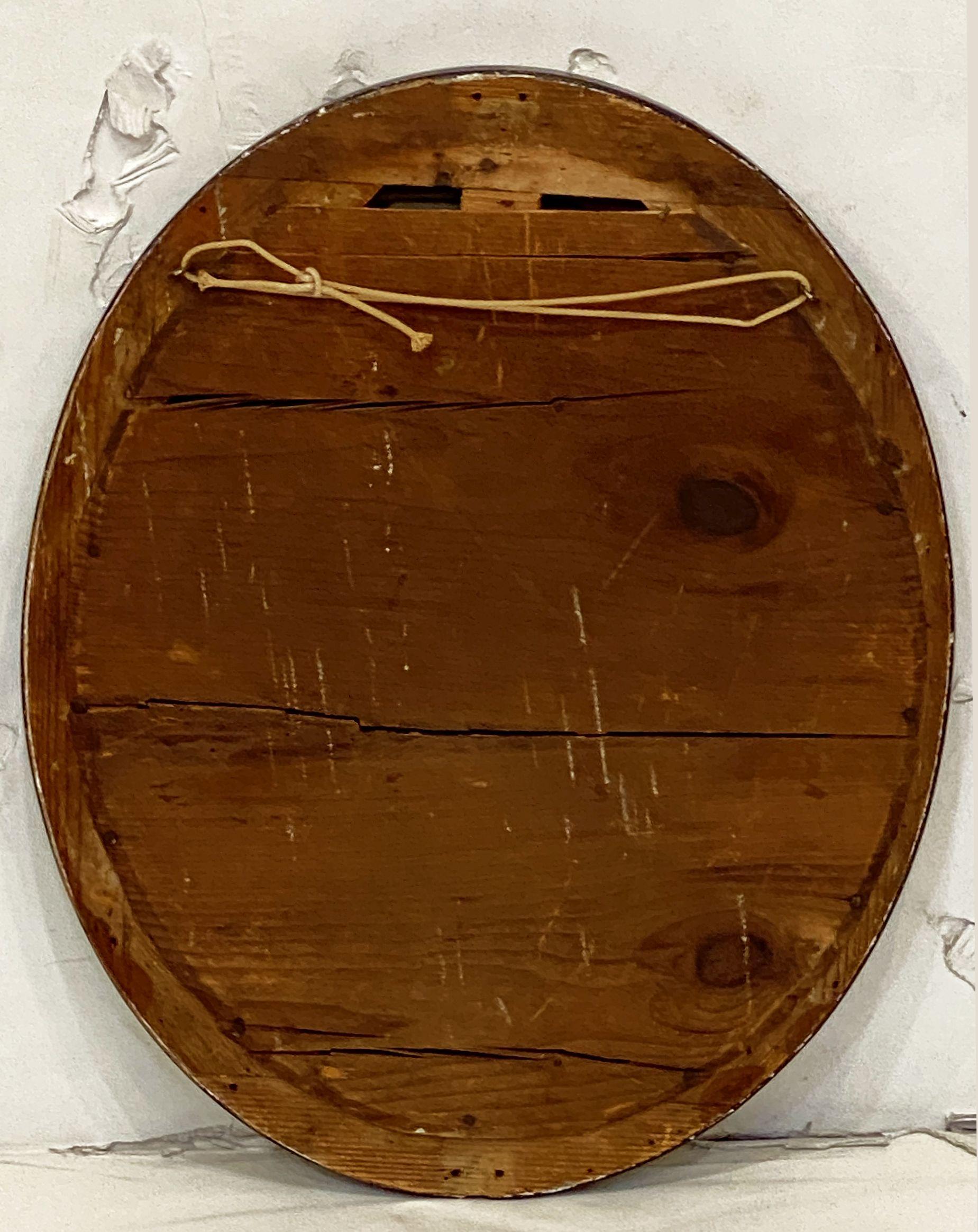 Irish Ebony and Gilt Oval Wall Mirror with Glass Studs (H 21 x W 16 3/4) 3