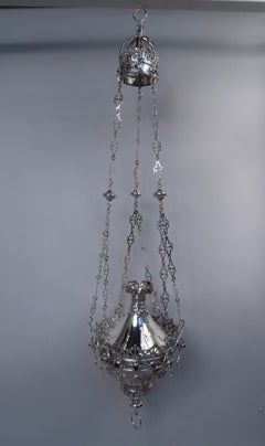 Lampada da santuario irlandese in stile gotico edoardiano in argento sterling, 1911