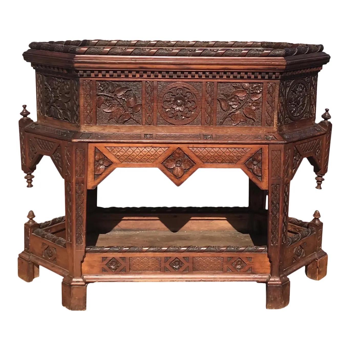 Irish Elaborately Carved Planter For Sale