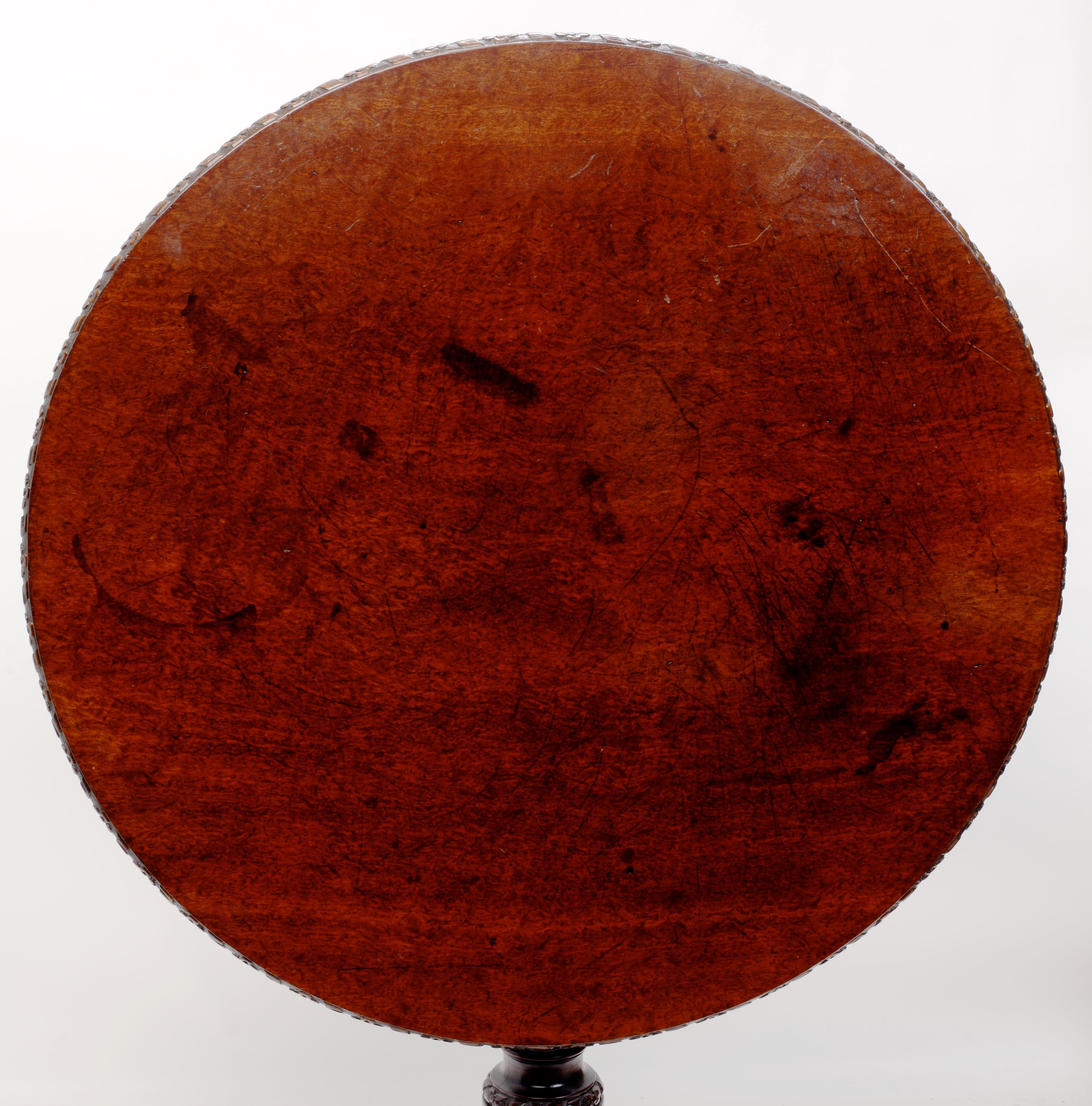 Irish Geo II Plum Pudding Mahogany Tilt and Turn Tripod Tea Table, c1750 In Good Condition For Sale In valatie, NY
