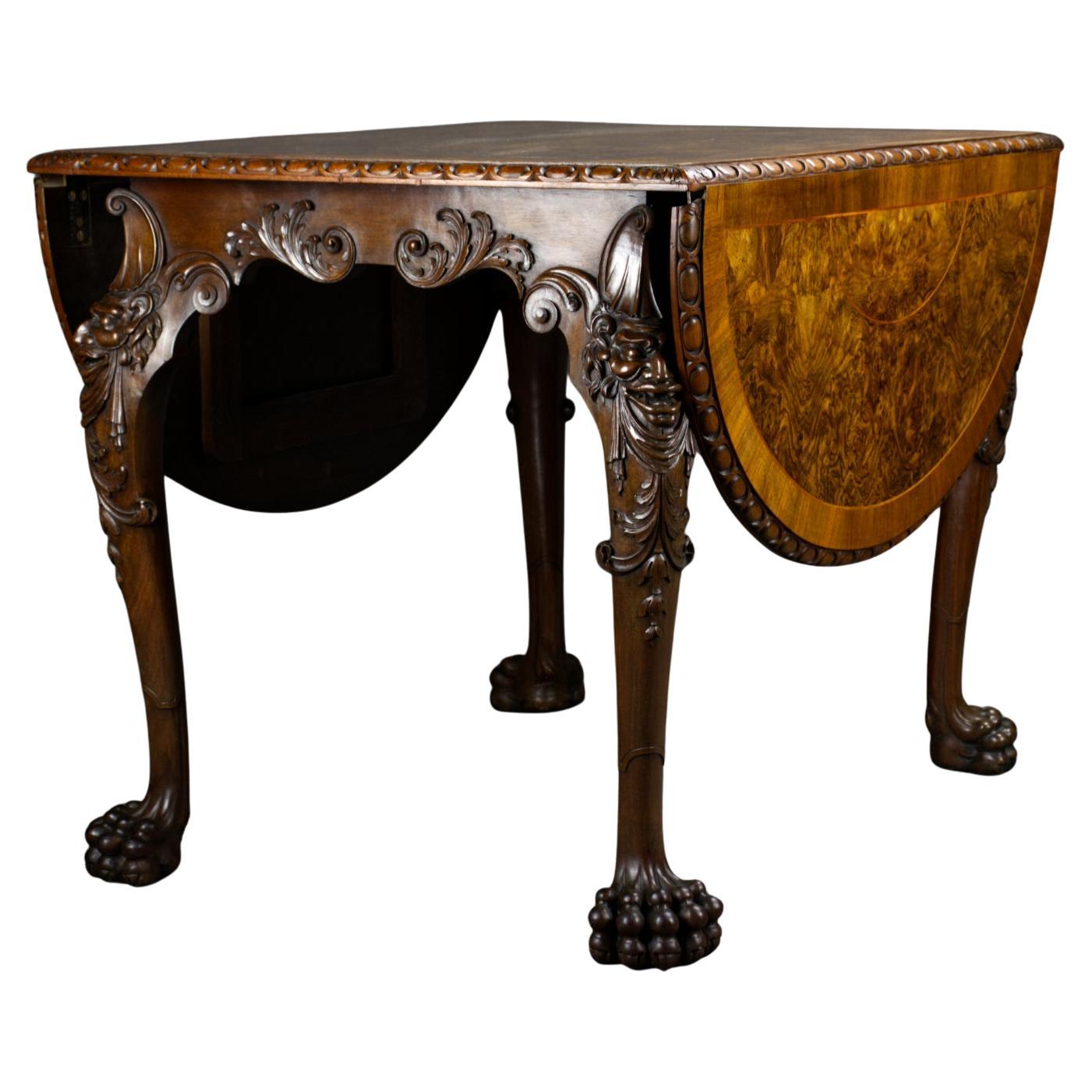 Irish George II Carved Walnut Drop-Leaf Table, 19th century