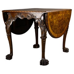 Antique Irish George II Carved Walnut Drop-Leaf Table, 19th century