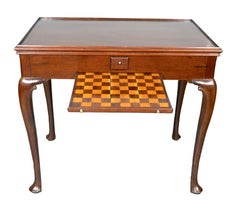 Table à jeux irlandaise George II en acajou et marqueterie, ancienne