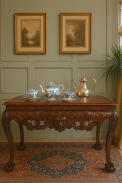 Irish George II Mahogany Side Table with Carved Details, 1890s