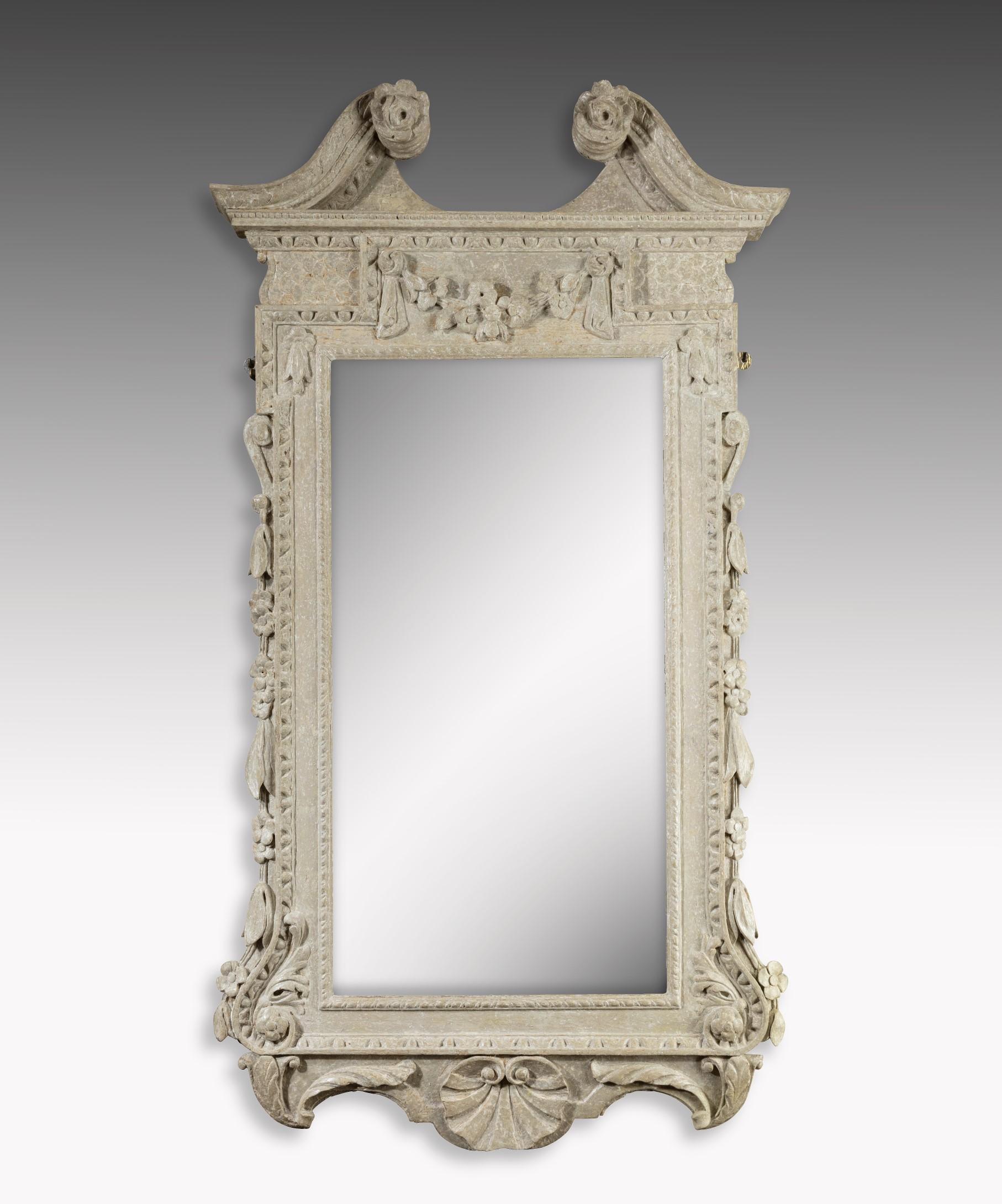 Carved Irish George II Painted Mirror in the Kentian Manner For Sale