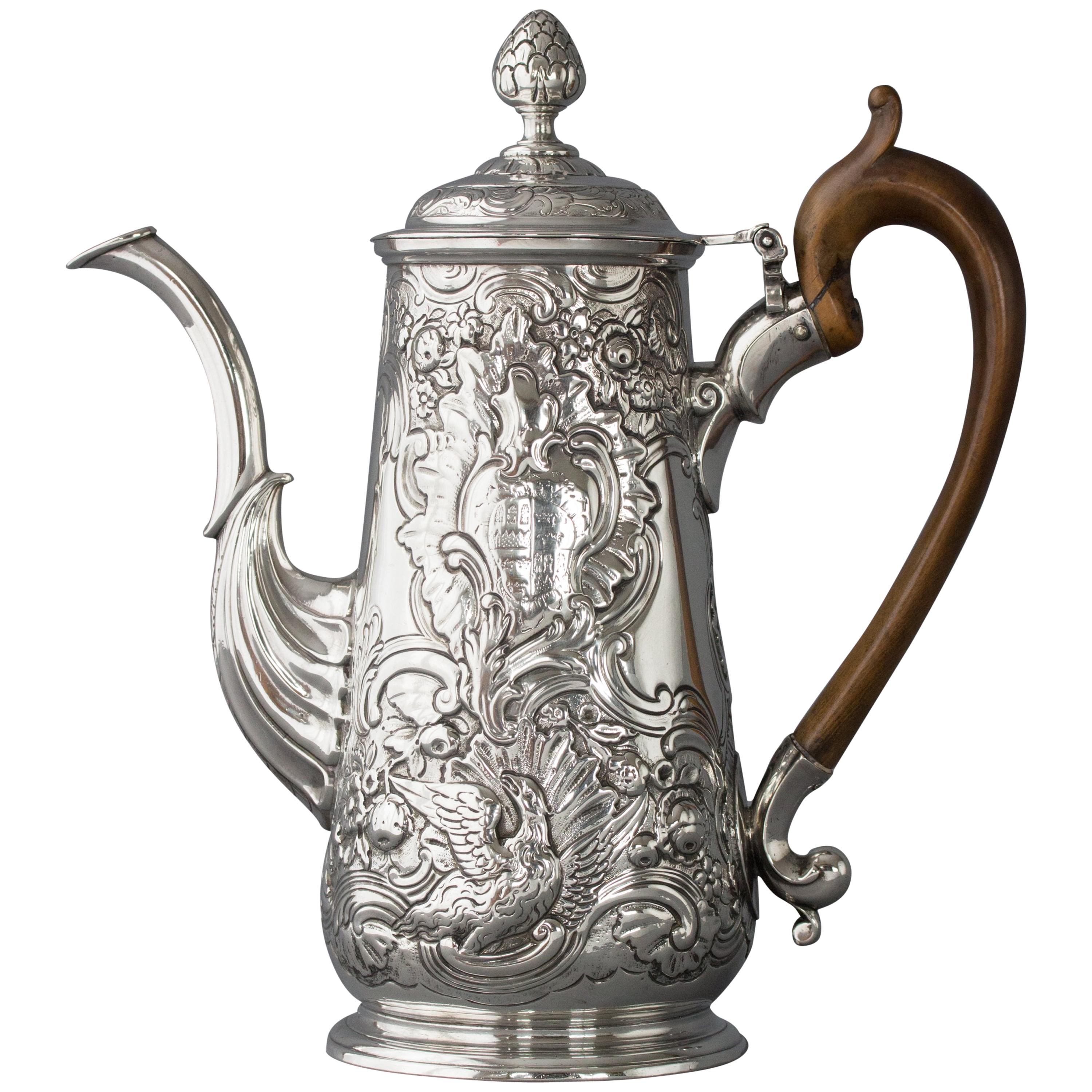 Irish George II Silver Coffee Pot, Dublin, circa 1734
