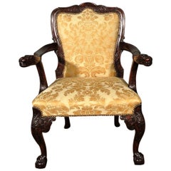 Irish George II Walnut Library Chair, circa 1750