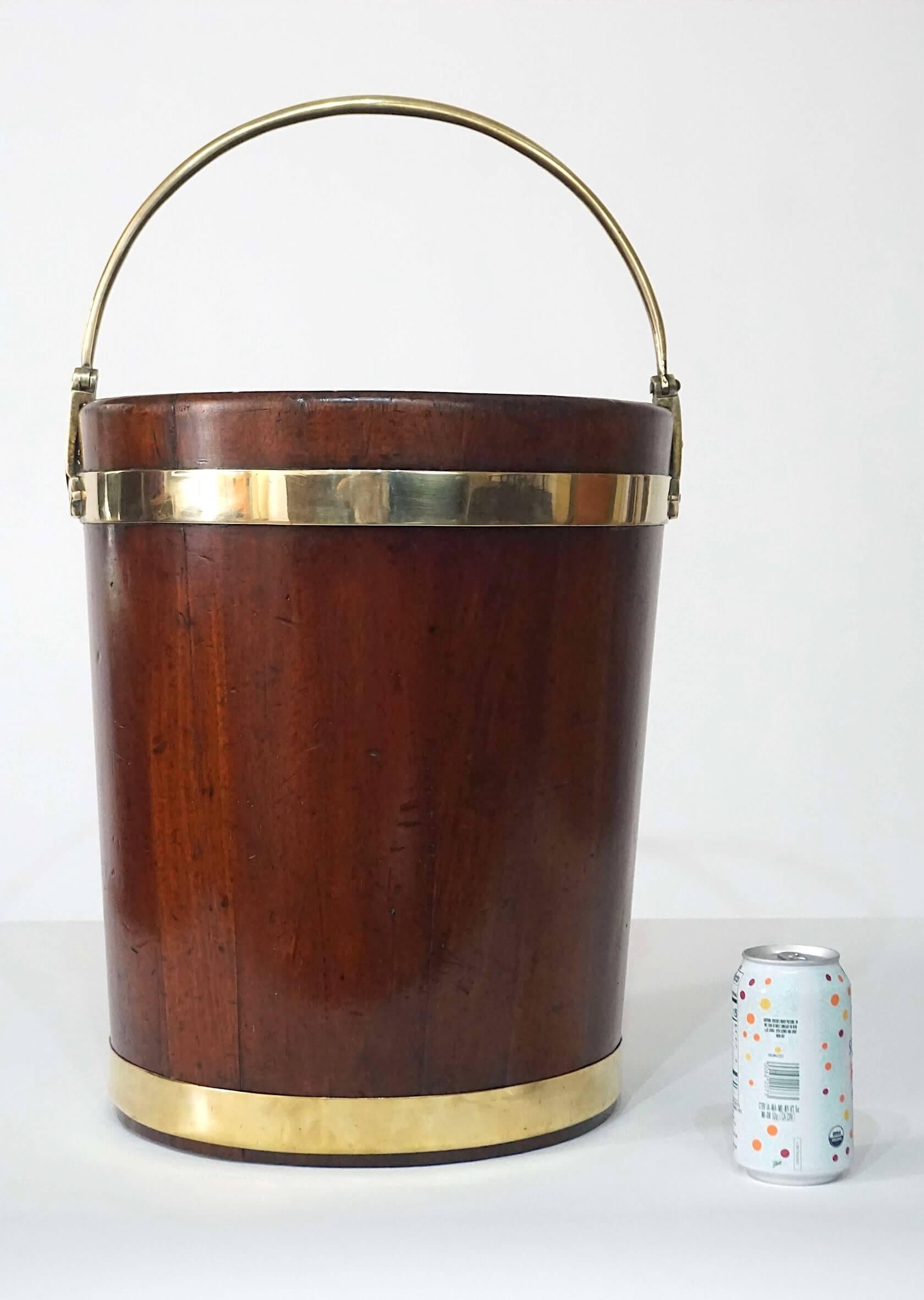 Hand-Crafted Irish George III Brass Bound Mahogany Peat or Turf Bucket, c. 1780 For Sale