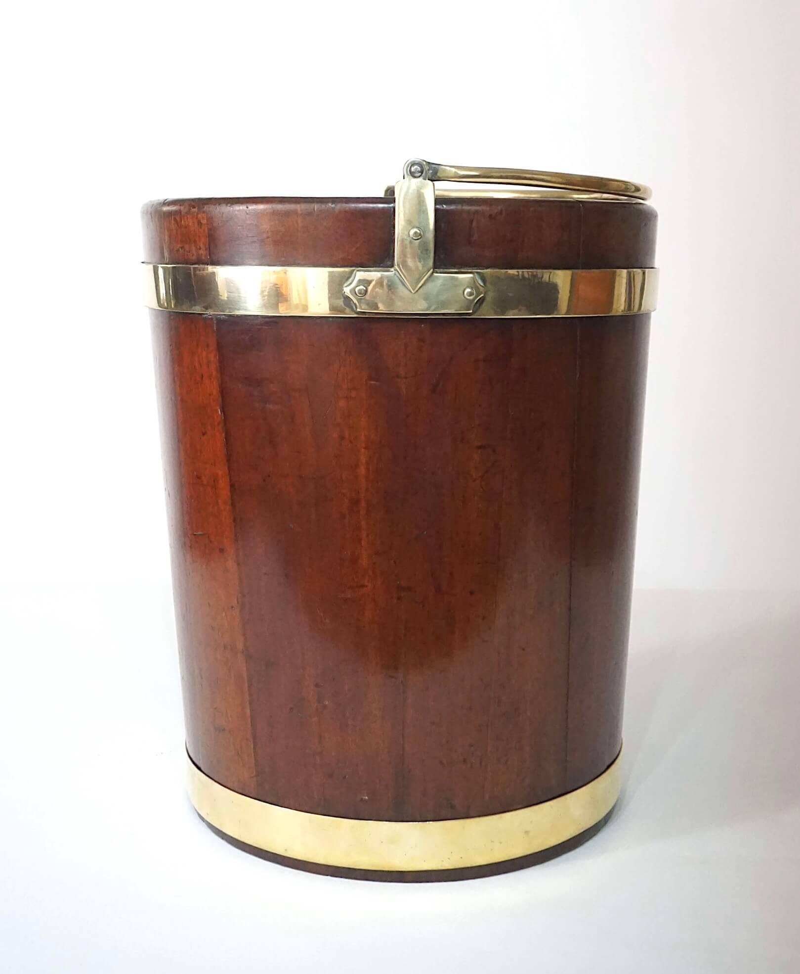 18th Century and Earlier Irish George III Brass Bound Mahogany Peat or Turf Bucket, c. 1780 For Sale