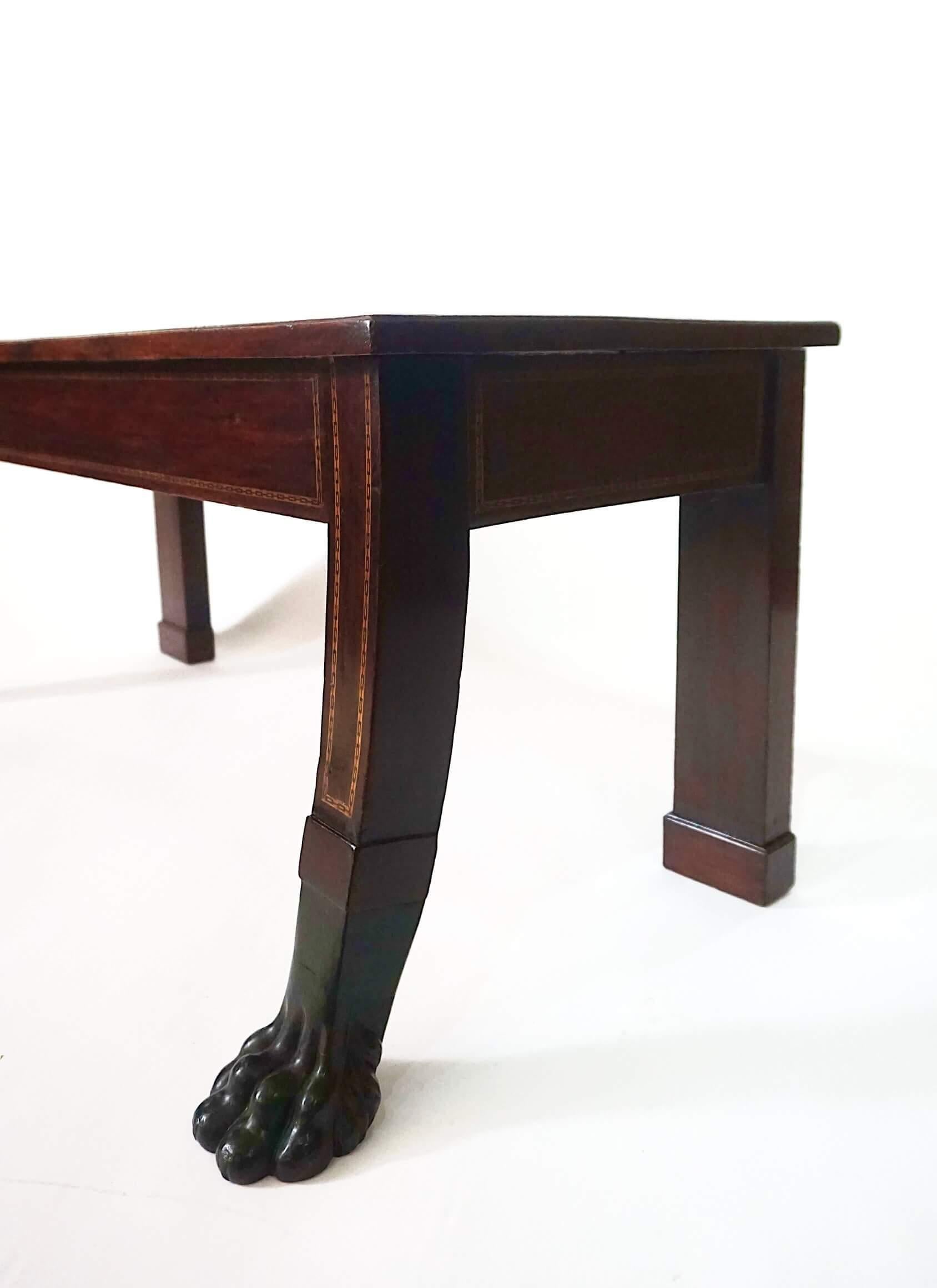 Irish George III Neoclassical Inlaid Mahogany Hall Bench, circa 1805 For Sale 3