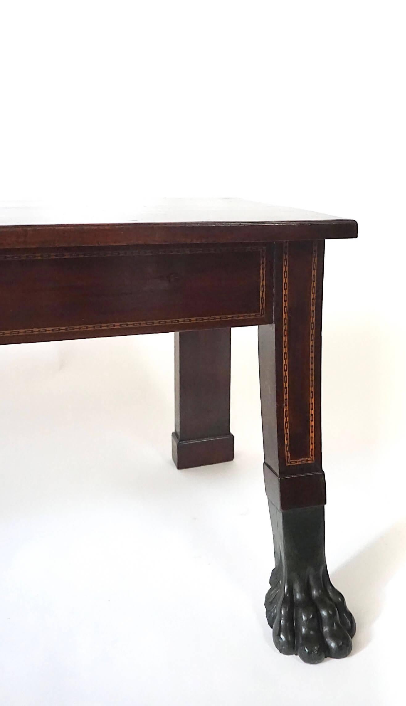 Irish George III Neoclassical Inlaid Mahogany Hall Bench, circa 1805 For Sale 1