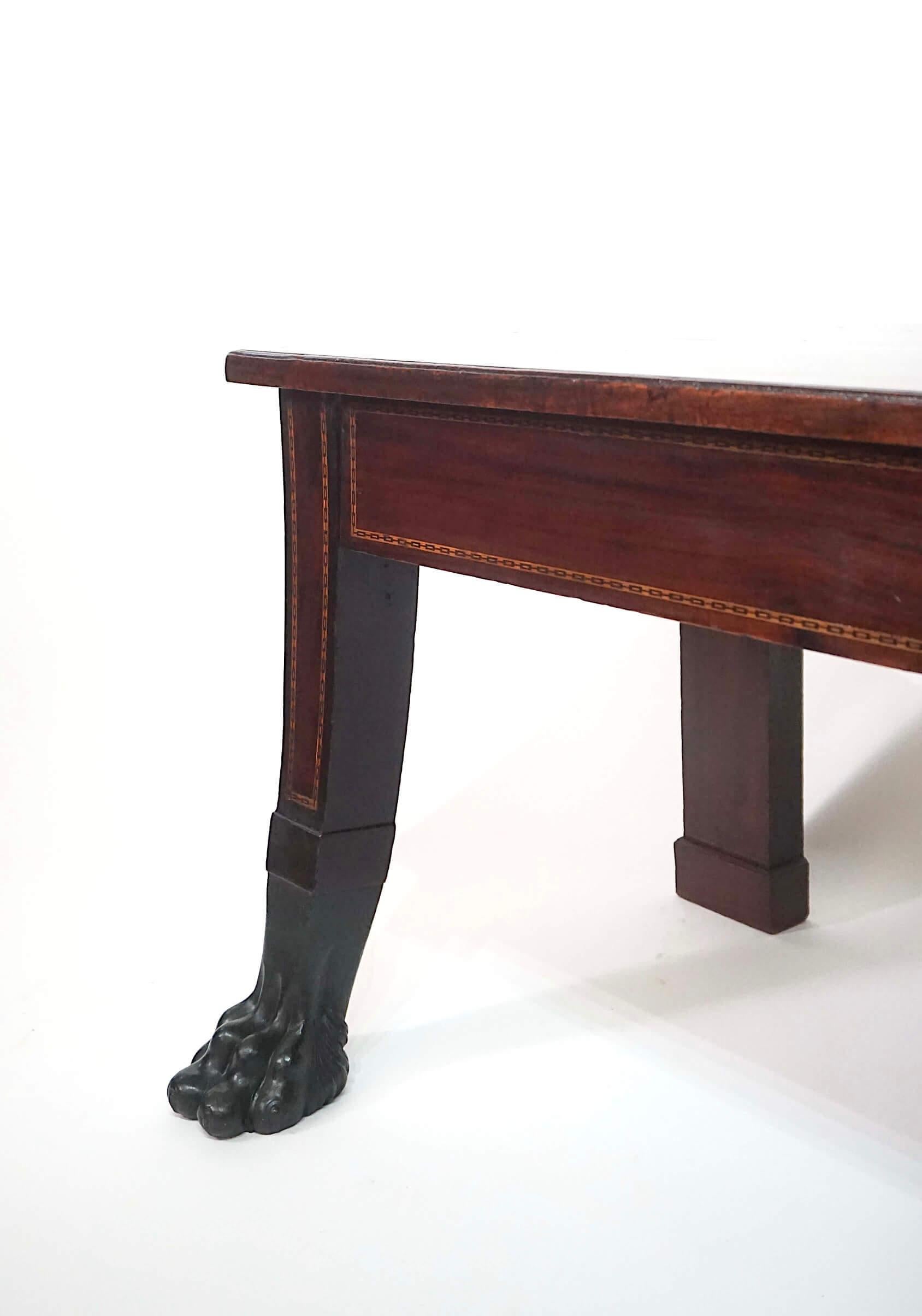 Irish George III Neoclassical Inlaid Mahogany Hall Bench, circa 1805 For Sale 2