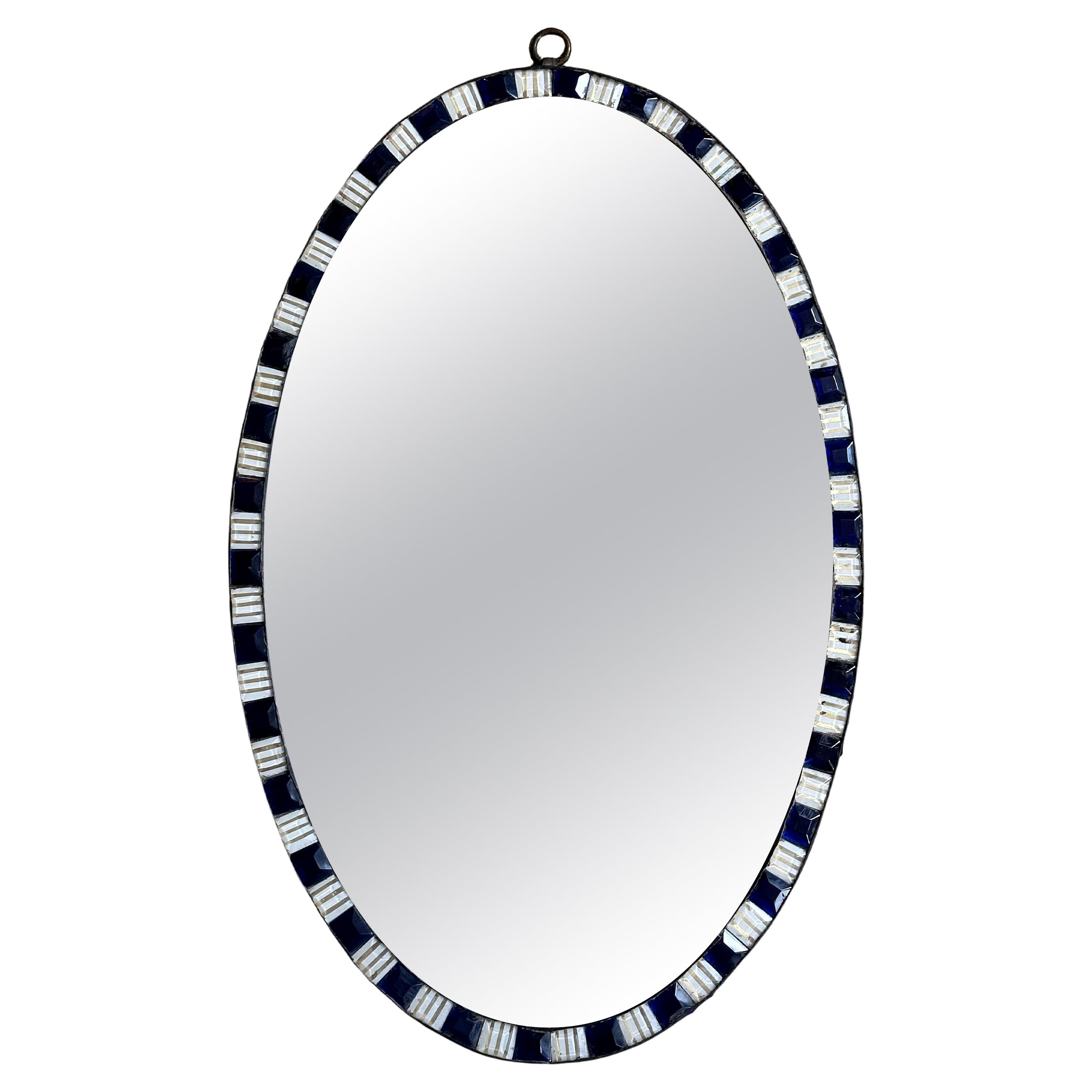 Irish George III Waterford Mirror With Blue & Clear Glass Studs
