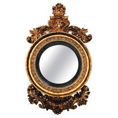 Antique Irish George IV Gilt Wood Convex Mirror