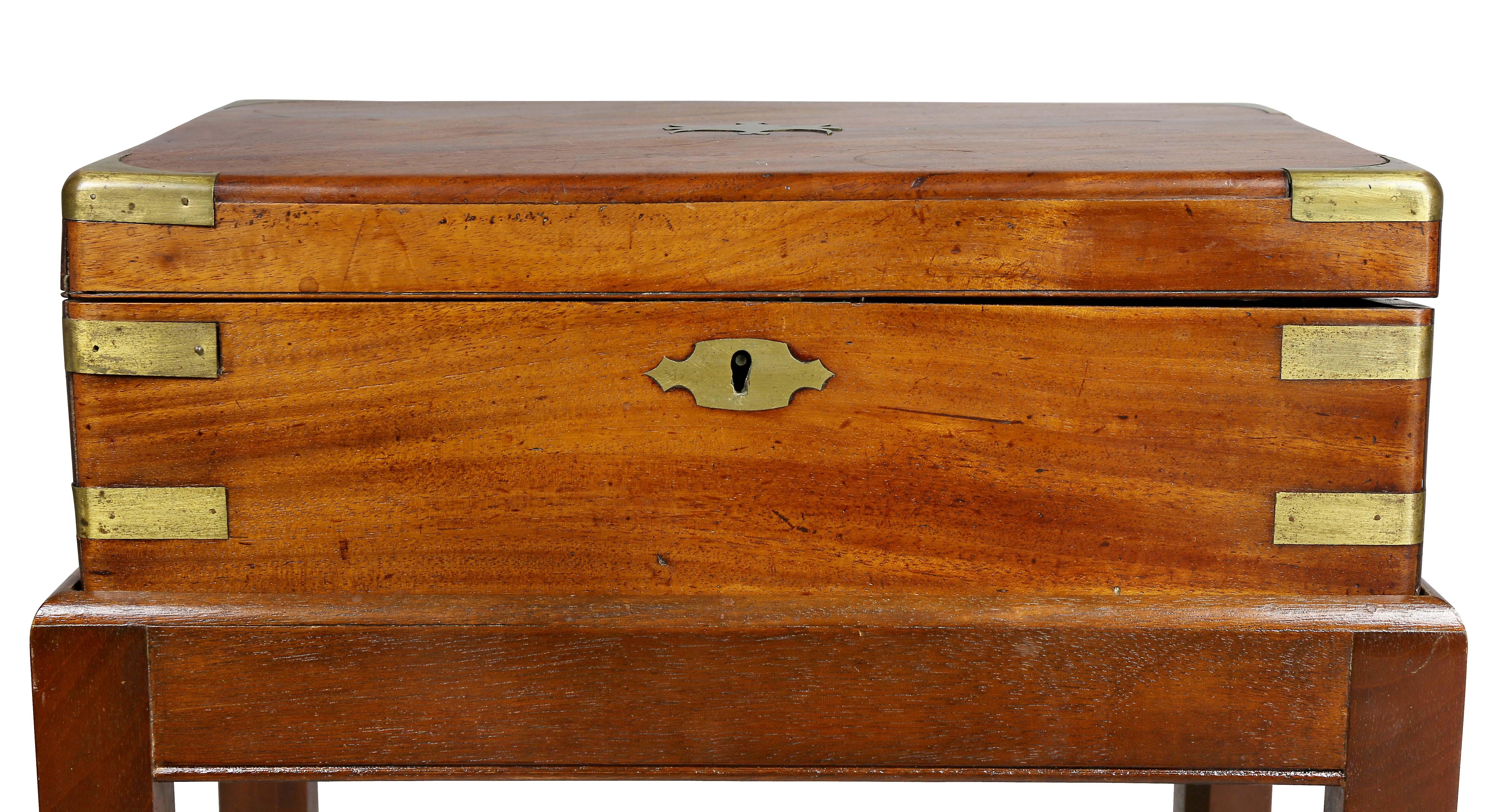 Early 19th Century Irish Georgian Mahogany and Brass Mounted Lap Desk on Base