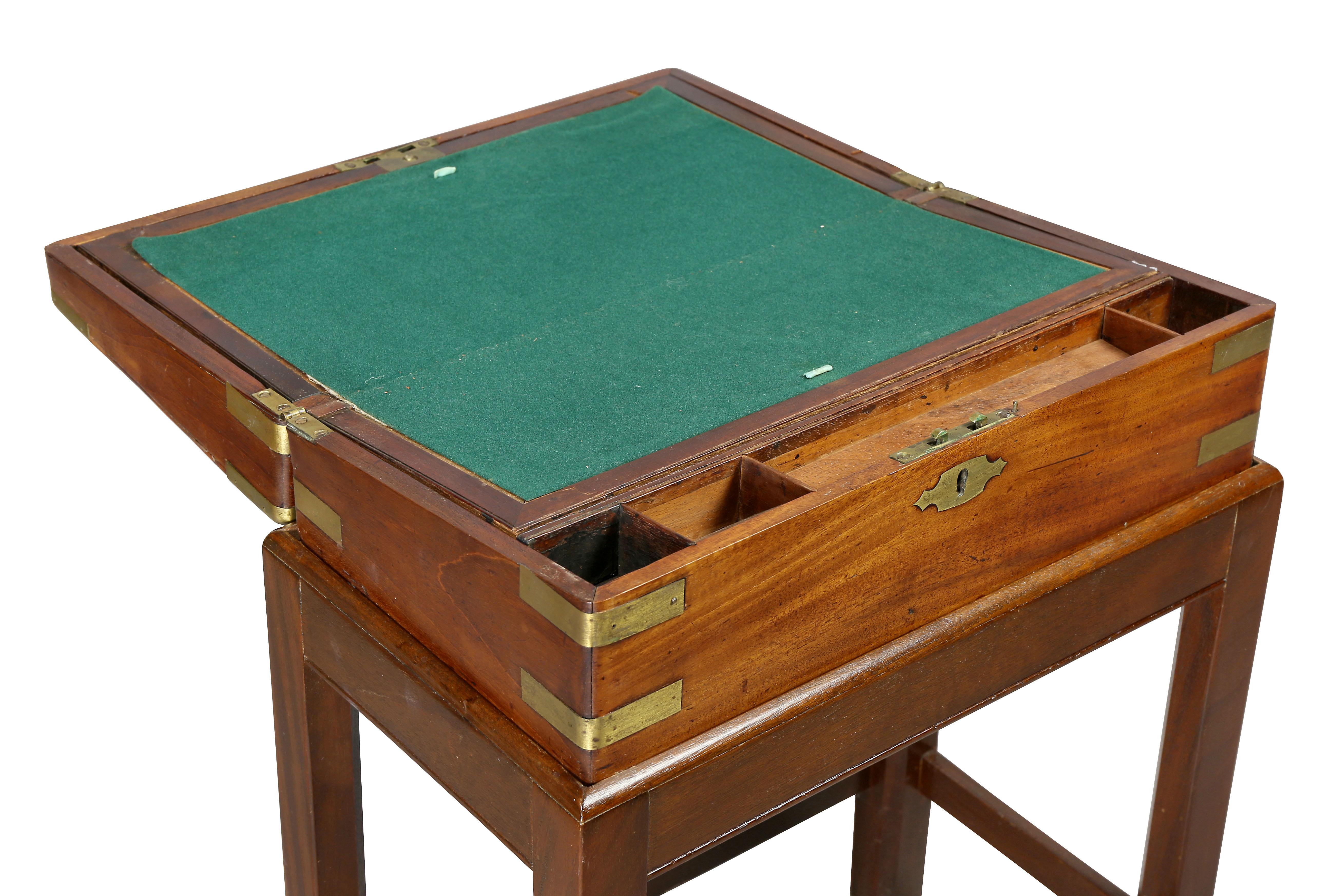 Irish Georgian Mahogany and Brass Mounted Lap Desk on Base 3