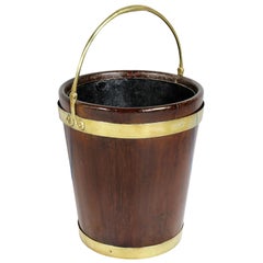 Antique Irish Georgian Mahogany and Brass Peat Bucket