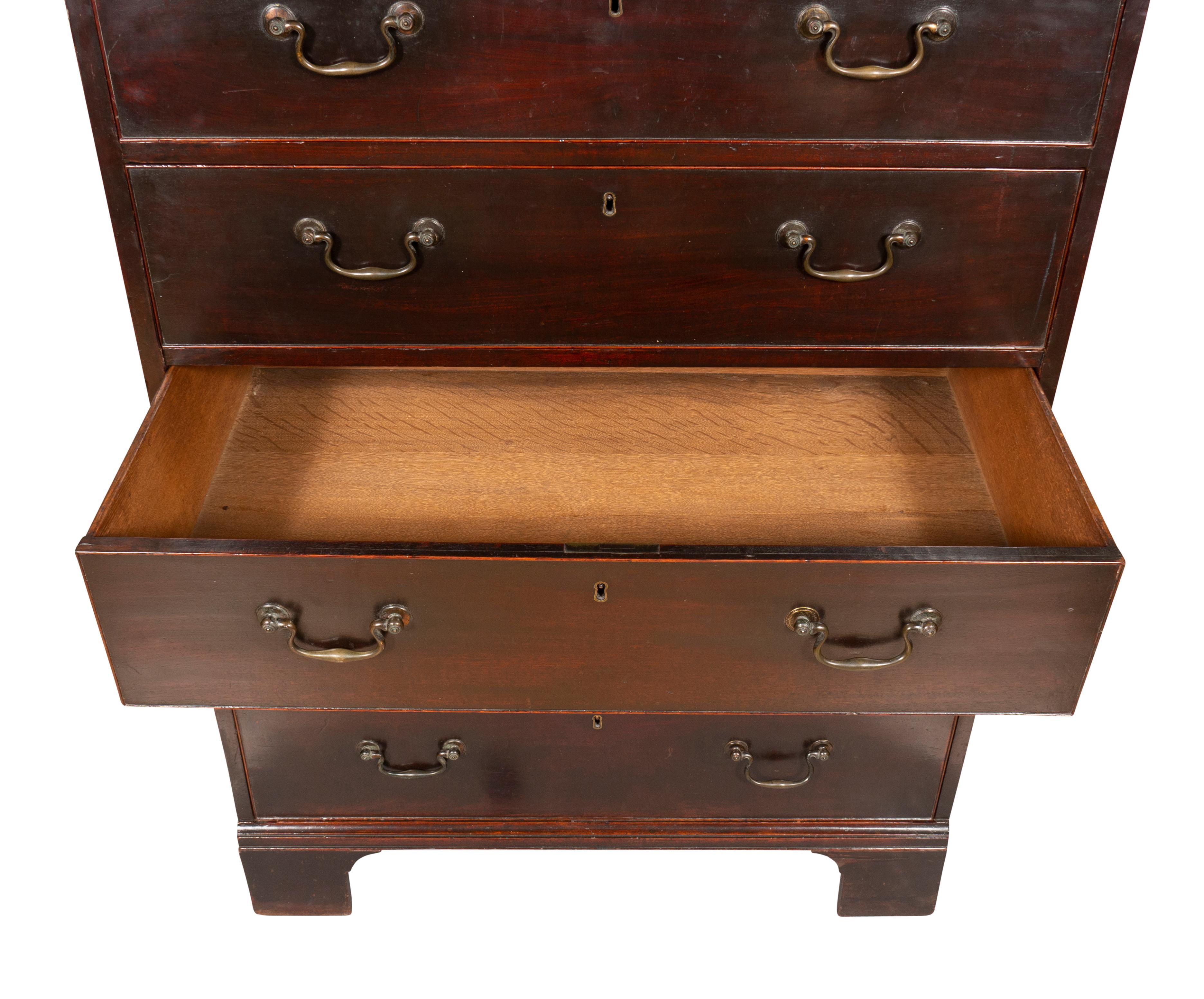 Irish Georgian Mahogany High Chest of Drawers For Sale 9