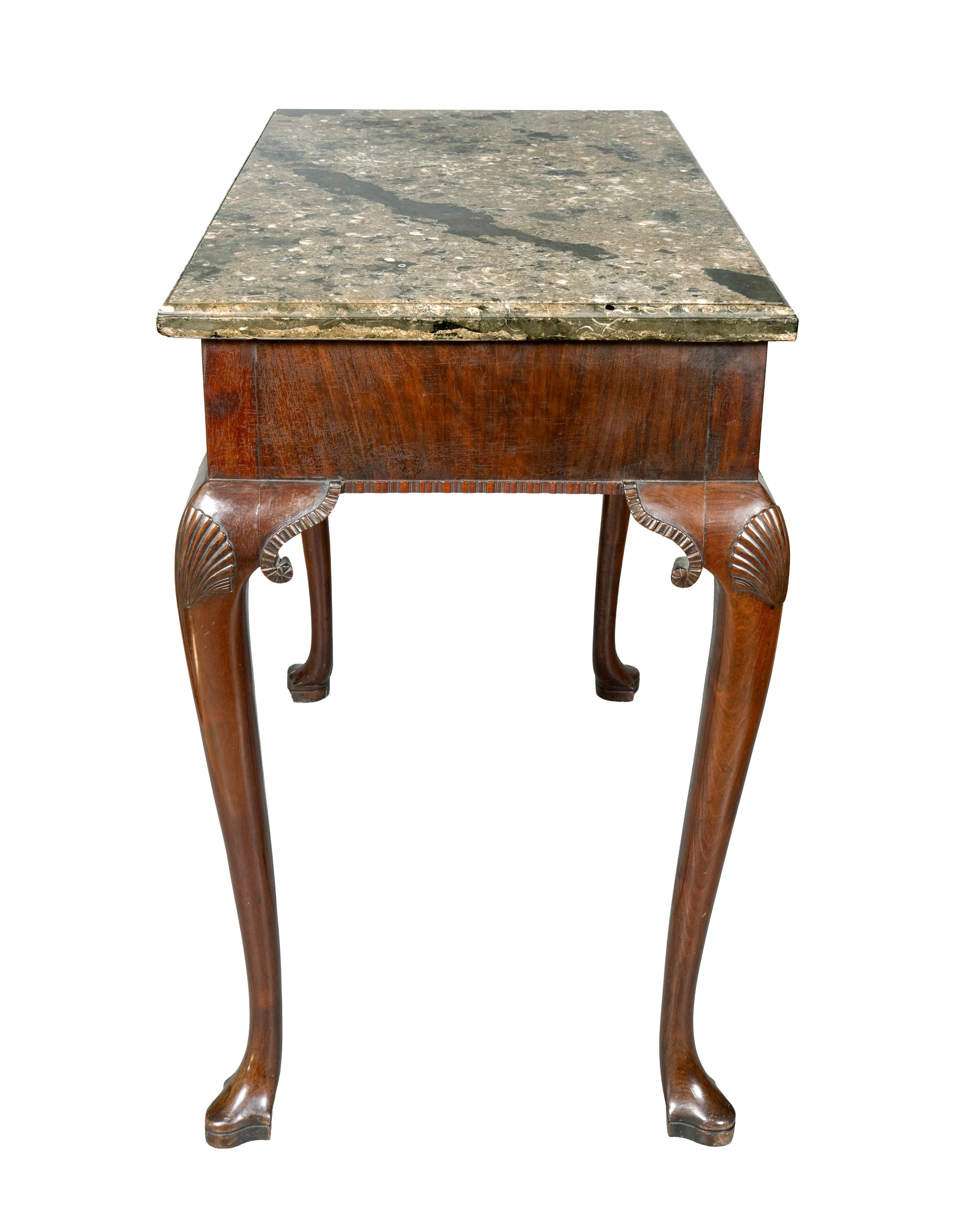 Irish Georgian Marble Top Serving Table In Good Condition For Sale In Essex, MA