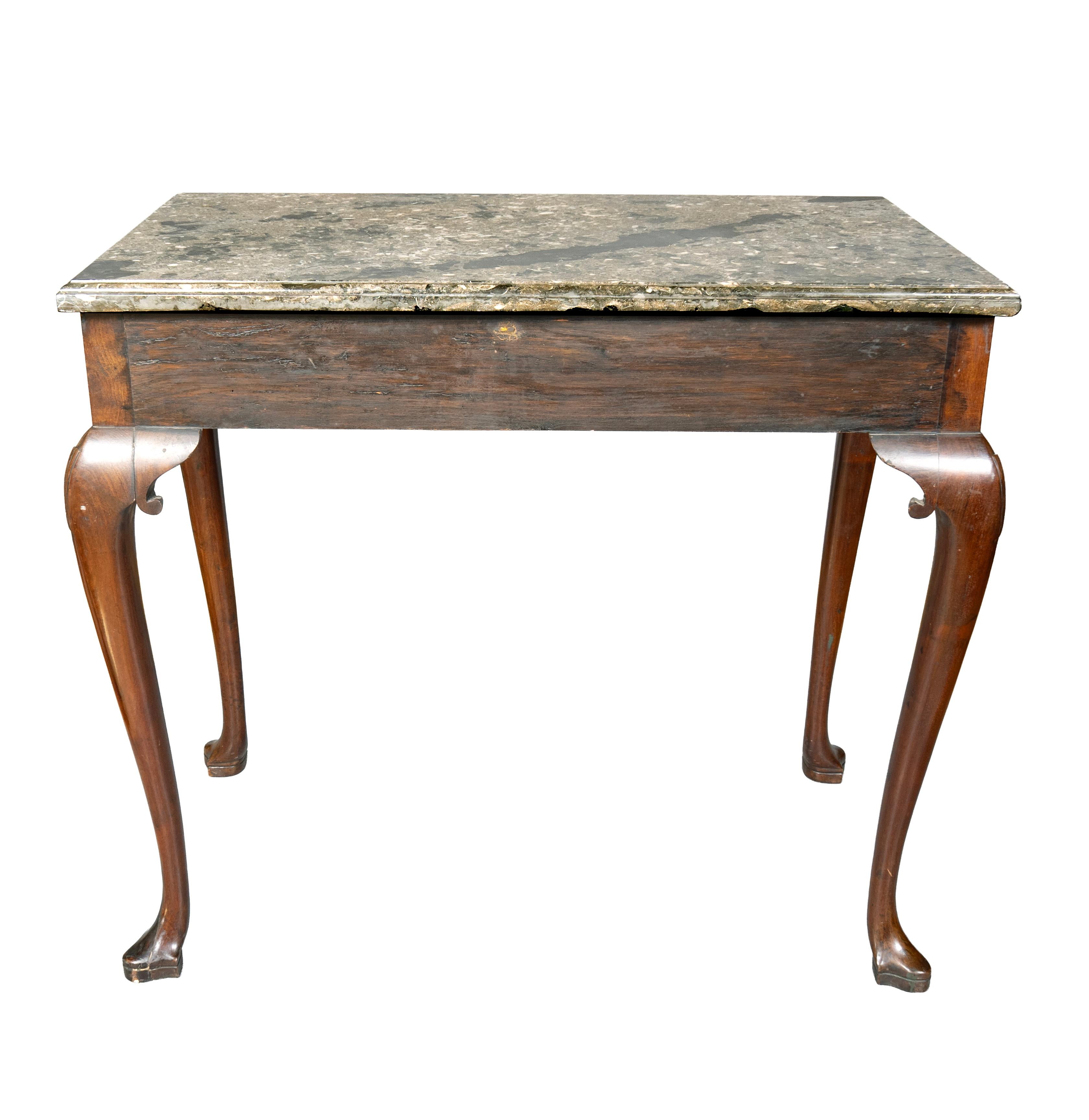 Mid-18th Century Irish Georgian Marble Top Serving Table For Sale