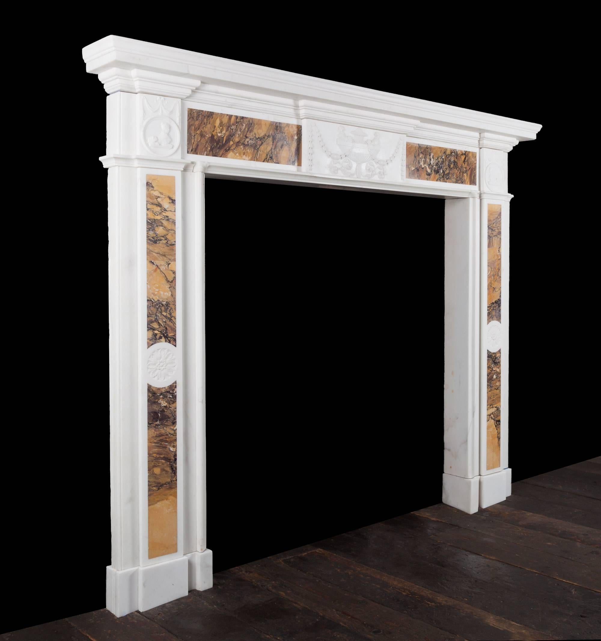 George III Irish Georgian Sienna Marble Fireplace For Sale