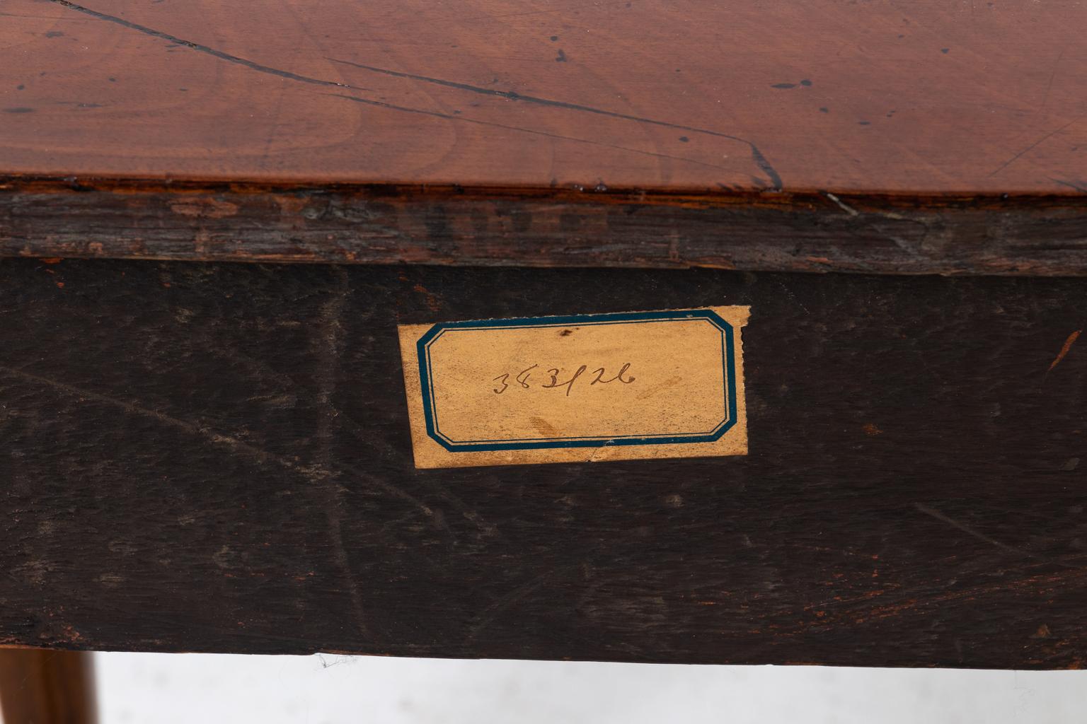 Irish Georgian style console table with slightly curved legs detailed with exaggerated hoof style feet, walnut 19th century back of console not finished, circa 1820s. Made in Ireland. Please note of wear consistent with age. Re-waxed.