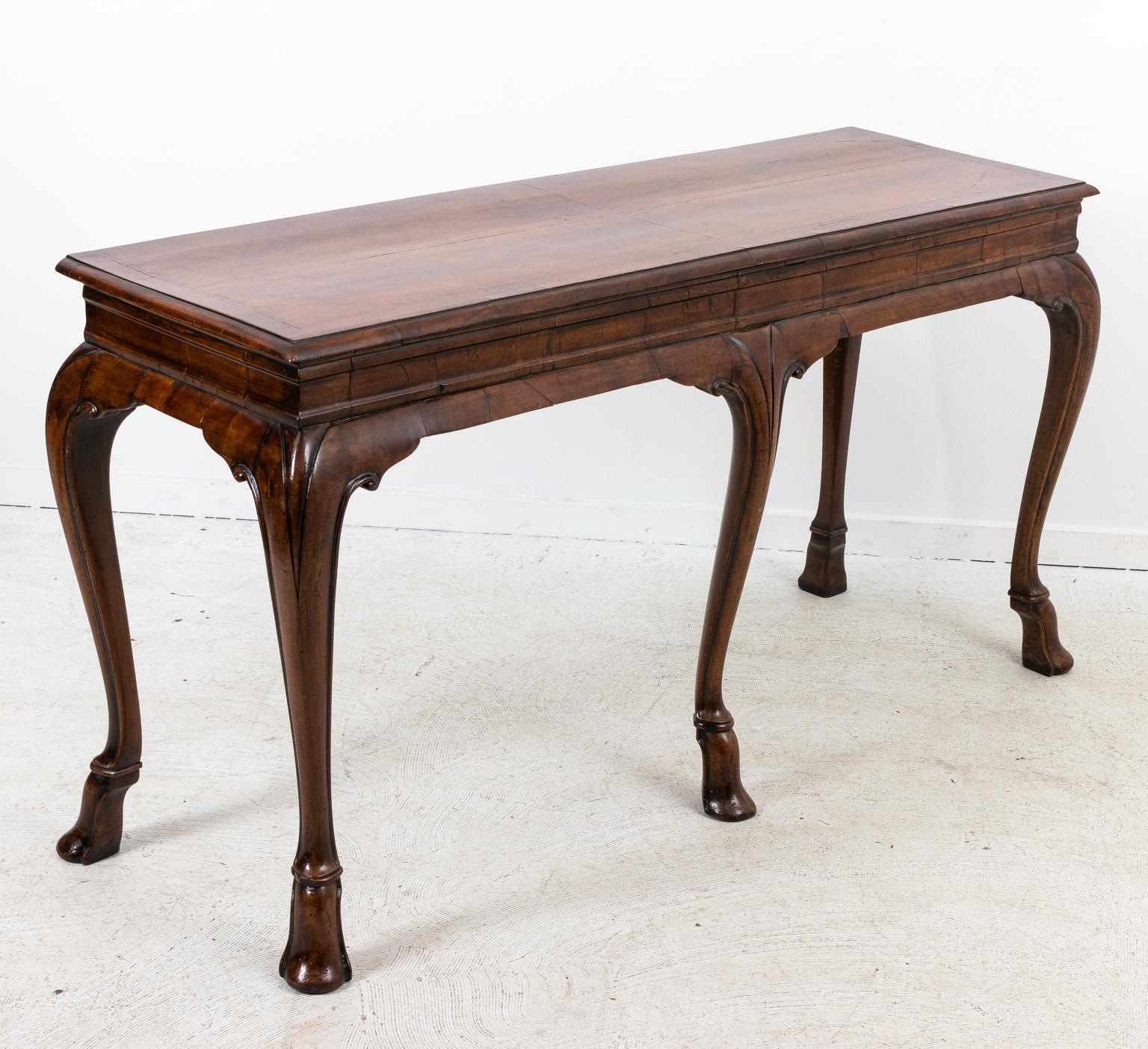 Walnut Irish Georgian Style Console Table For Sale