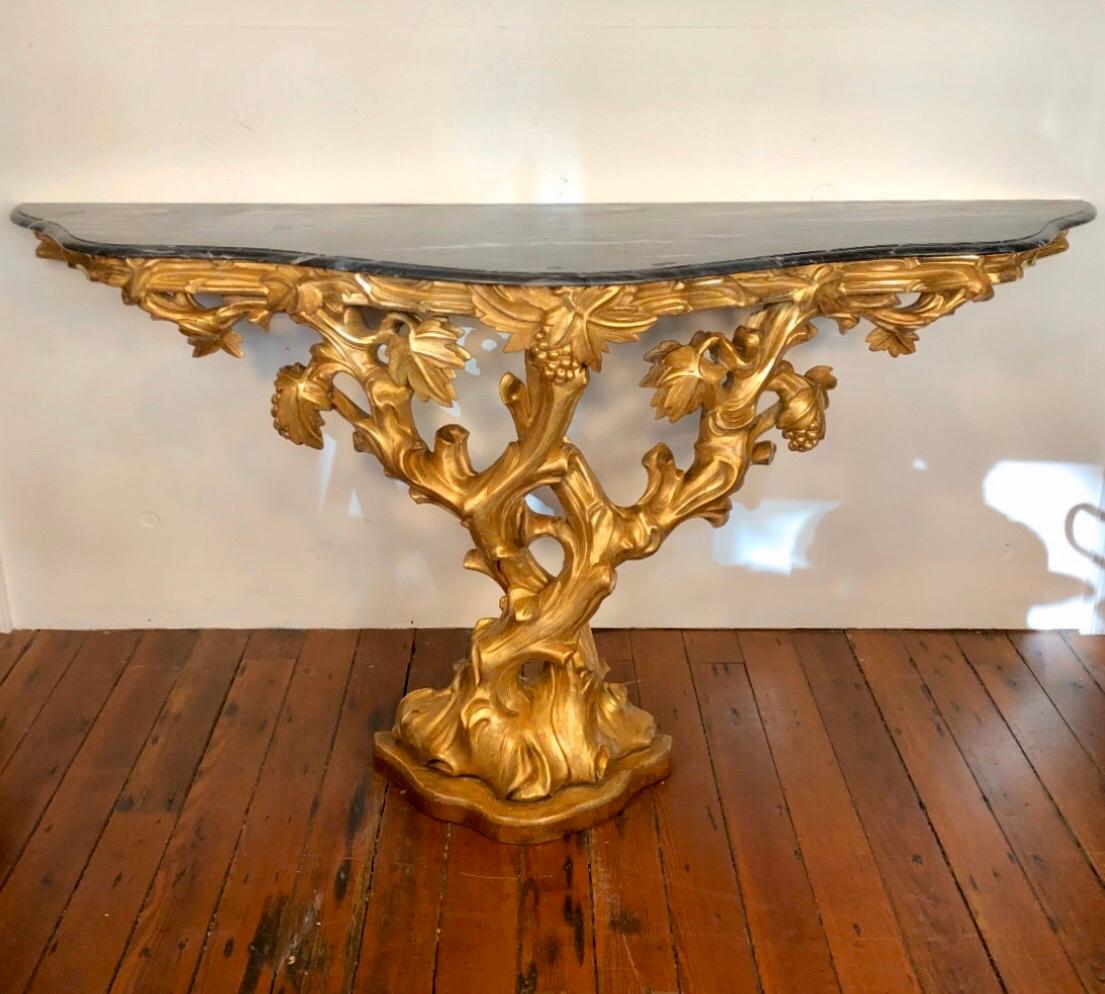Irish Giltwood Grapevine Form Marble-Top Console, Late 18th Century 8