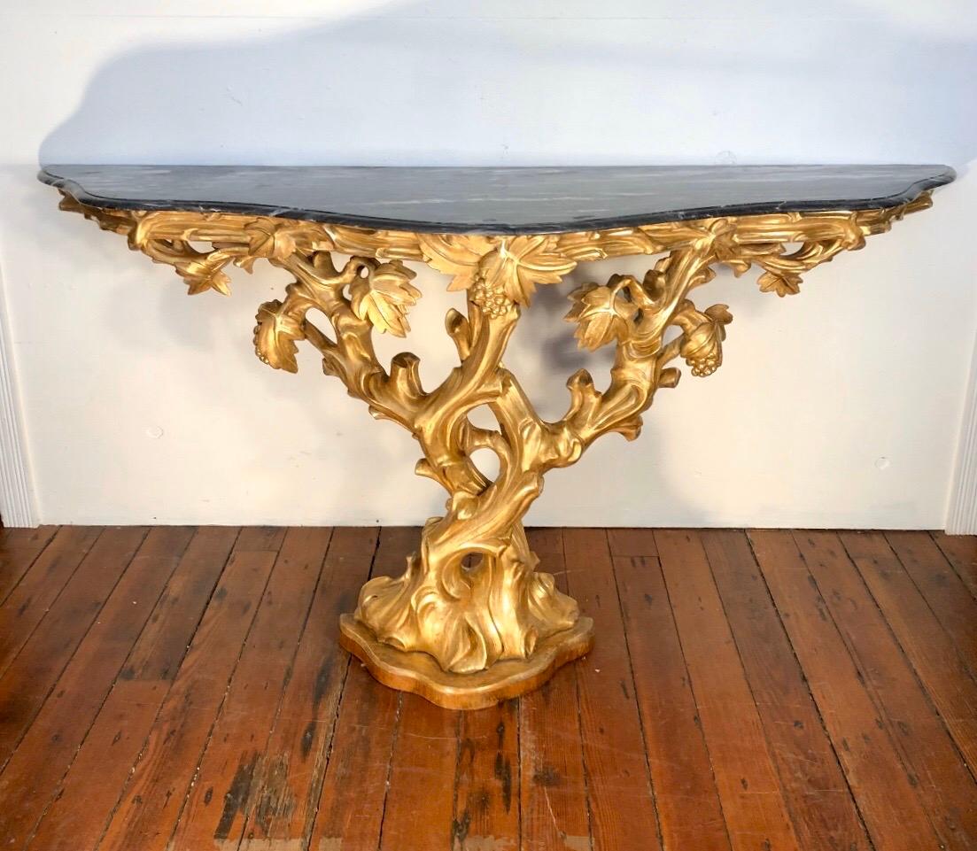 Irish Giltwood Grapevine Form Marble-Top Console, Late 18th Century 10