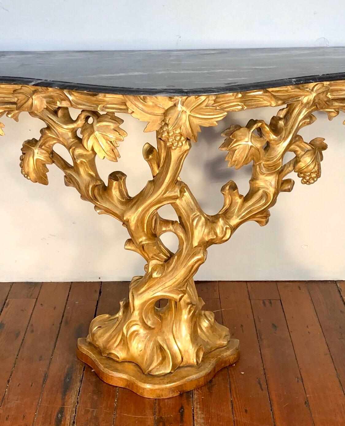 Irish Giltwood Grapevine Form Marble-Top Console, Late 18th Century 12