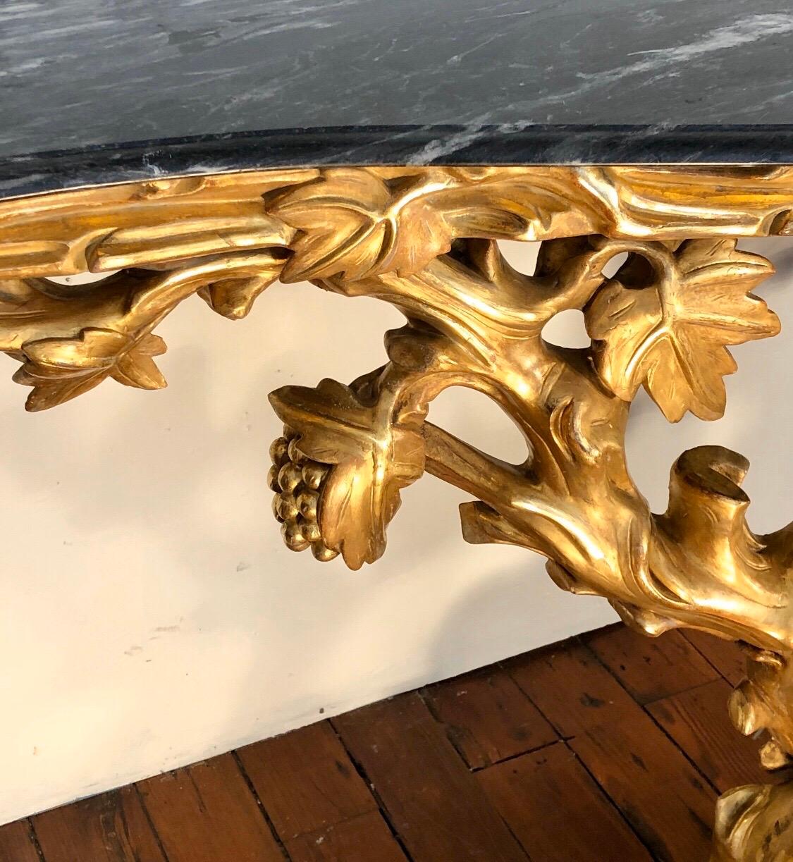 Irish Giltwood Grapevine Form Marble-Top Console, Late 18th Century 13
