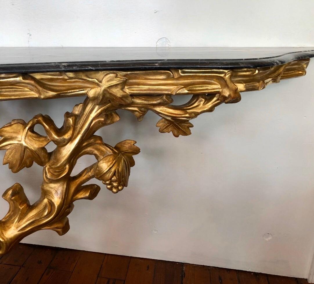 Irish Giltwood Grapevine Form Marble-Top Console, Late 18th Century 2