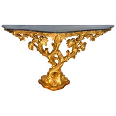 Irish Giltwood Grapevine Form Marble-Top Console, Late 18th Century