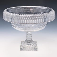 Cuenco con pedestal y borde doblado de cristal irlandés, 1800-10