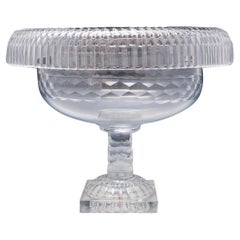 Irish Glass Fold Over Rim Pedestal Bowl, 1800-10