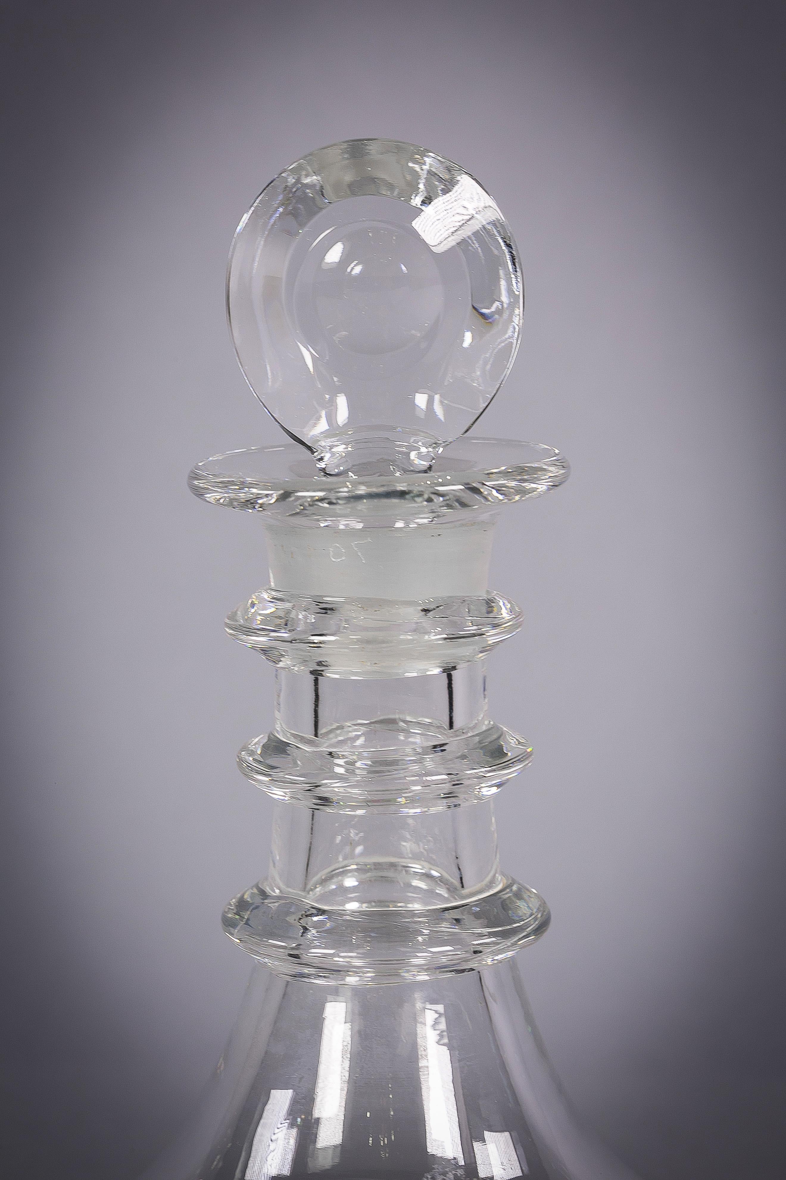 Carafe de bateau en verre irlandais, vers 1810.