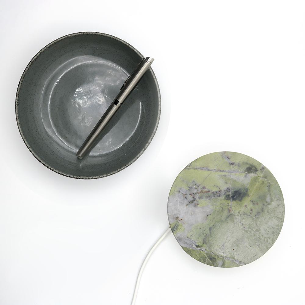 Irish Green Marble Base, Small, 15W Wireless Charger For Sale 1