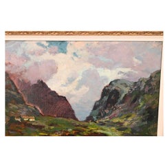 Irish Highlands Landscape Oil Painting in Ornate Frame