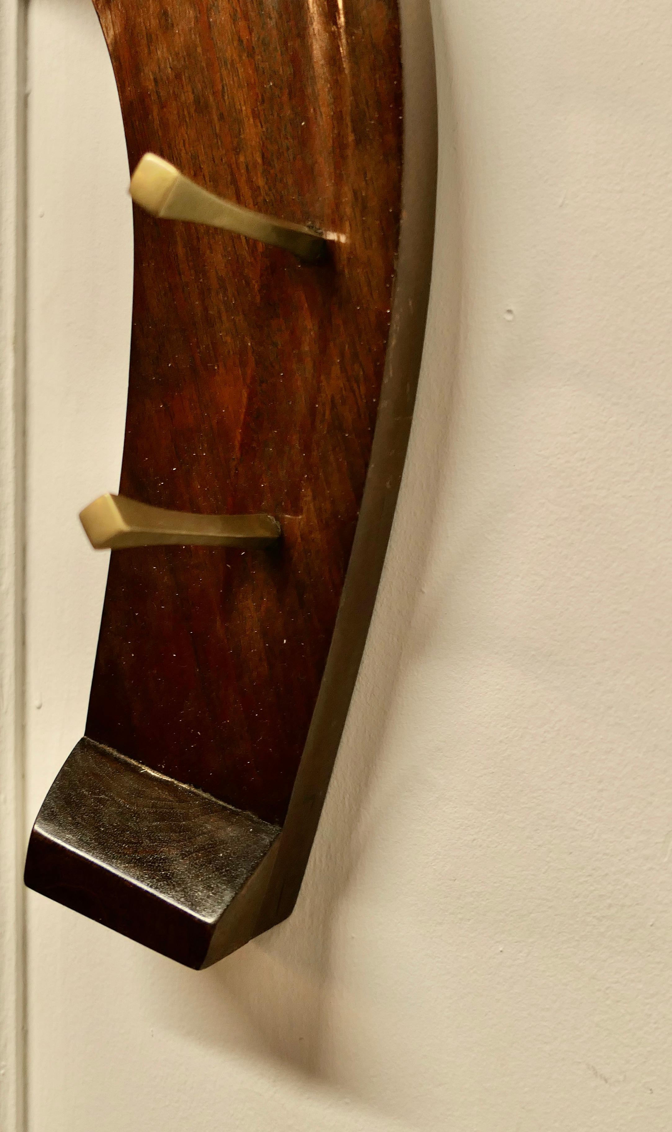 Walnut Irish Horseshoe Coat and Tack Rack by B McMullen  A fine quality piece   For Sale