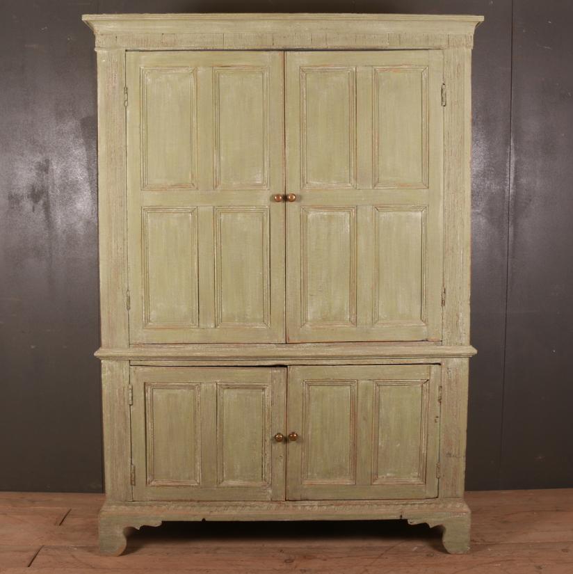 Wonderful early 19th century painted Irish housekeepers cupboard, 1810

Dimensions:
60.5 inches (154 cms) wide
23 inches (58 cms) deep
83.5 inches (212 cms) high.

 