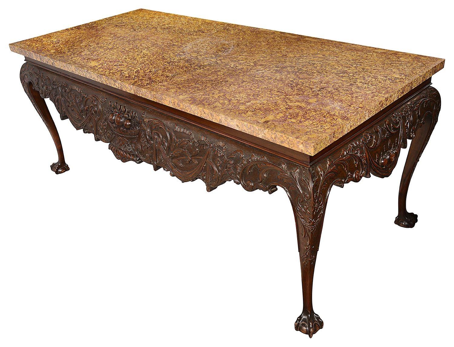 Irish Influenced Marble Topped Console / Side Table, Late 19th Century In Good Condition For Sale In Brighton, Sussex