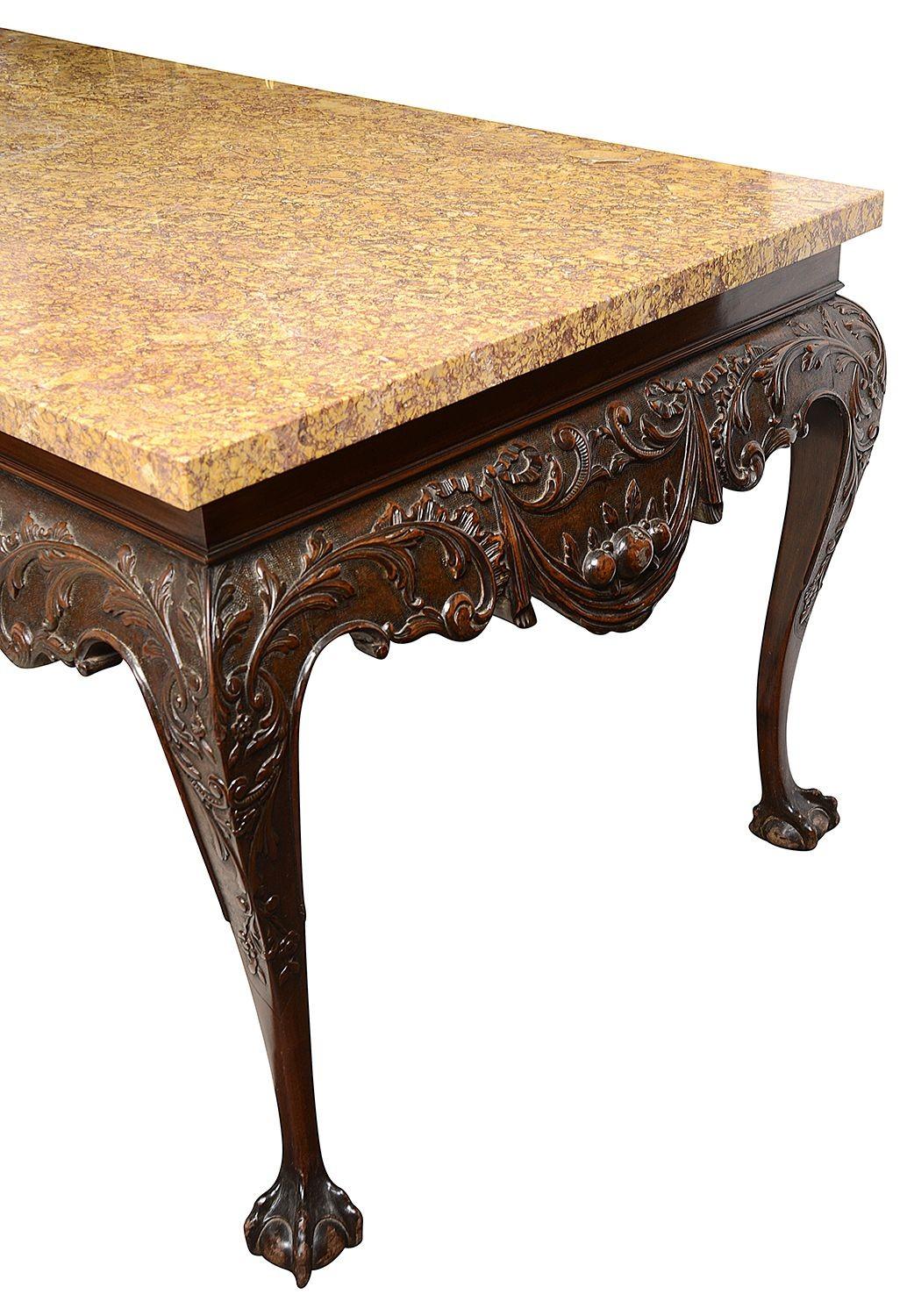 Irish Influenced Marble Topped Console / Side Table, Late 19th Century For Sale 2